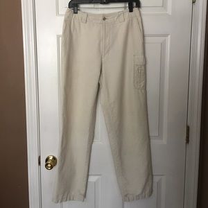 Vintage L.L. Bean Chino Cargo Pants Womens 10 Beige Pockets Hiking Outdoors.